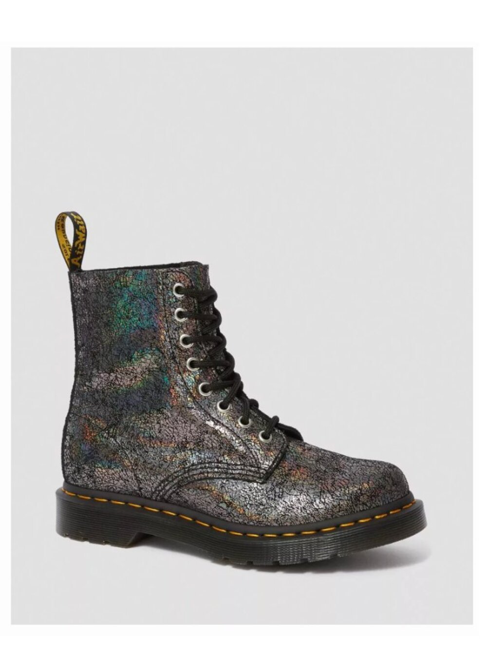 Dr. Martens 1460 Pascal Gunmetal Iridescent Crackle Leather Boots Women's Size 9